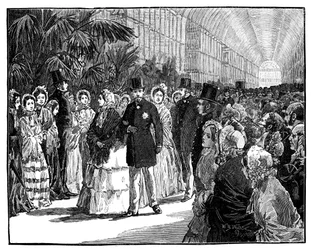王宮と皇帝がクリスタルパレスを訪れ、1850年代、c1888。
