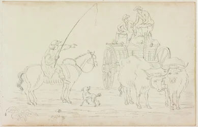 Oxcart Blocking the Way（紙に鉛筆（M754の紙に））