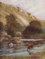 On the Wye, Upper Dale Farm, Monsal Dale (カラーリトグラフ)