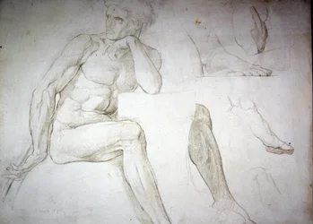 男性ヌードの習作（紙に鉛筆）