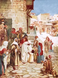 小さな子供たちを祝福するイエス