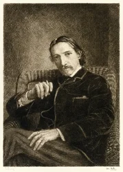 ロバート・ルイス・スティーブンソン（1850-1894）イギリスの作家は、ベストセラーの本であるトレジャーアイランド、誘拐され、ジキル博士とハイド氏の奇妙な事件で有名です。ウィリアムブラッシーホールのイラスト（1