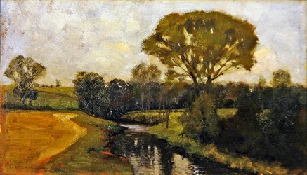 A Quiet Stream（油彩・ボード）