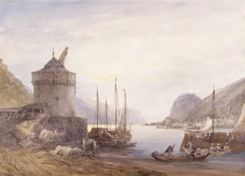 Andernach On The Rhine (aquarela sobre papel trançado branco)