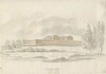 スタッフォード-シャイアー・ホール：建築家のインク・ドローイング（彩色）、nd [c 1798] （図面