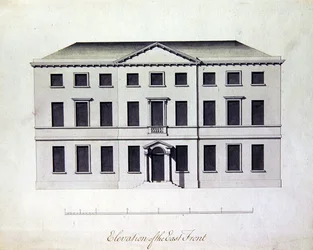 スタッフォードシャーのエンビル・ホールの設計、1770年頃（ペン・インク、グレー・ブルー・ウォッシュ）