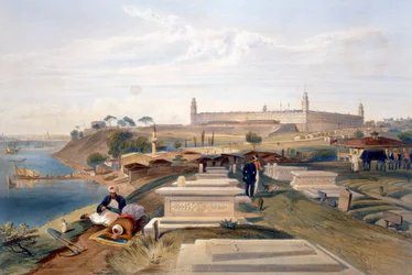 病院と墓地、Scutari、「東の戦争の席」のパブ。ポール・ウント・ドミニク・コルナギウント社、1856年