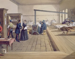 スクータリの病院、病棟にあるフローレンスナイチンゲール（1820〜1910年）の詳細、東の座席、パブ。 Paul＆Dominic Colnaghi＆Co.、1856（121085の詳細）