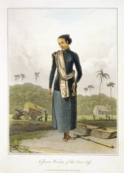 下層階級のジャワ人女性、Vol。トーマス・スタンフォード・ラッフルズ（1781-1826）、パブの「ジャワの歴史」の私。 1817（アクアチント）