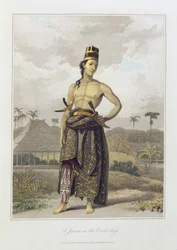 裁判所の服のジャワ、pl。トーマス・スタンフォード・ビングリー・ラッフルズ（1781-1826）パブによる「ジャワの歴史」の第1巻から6。 1817（着色されたアクアチント）