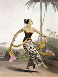 RonggengまたはDancing Girl、Vol。21のプレート21。 Thomas Stamford Raffles（1781-1826）の「The History of Java」のパブ。 1817（アクアチント）