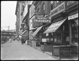 郵便電信サイン、1906年ブロードウェイ、ニューヨーク市、1916年8月18日