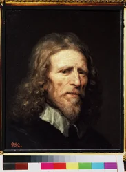 「「アブラハム・ファン・デル・ドールトの肖像 (1575/1580 年頃 -1640 年)、オランダの芸術家」」ウィリアム・ドブソン (1610 年 - 1646 年頃) による絵画、1640 年以前 寸法 45x38 cm サンクトペテルブルク、エルミタージュ美術館