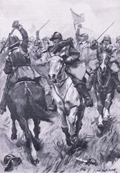 1650年9月3日のダンバーでの騎兵の衝突、1915年の陸と海でのイギリスの戦いのイラスト