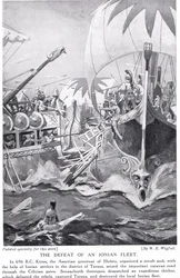 イオニア艦隊の敗北、「ハッチンソンの国家の歴史」のイラスト