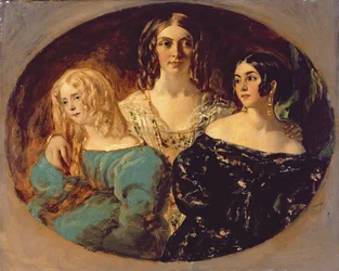 名誉あるキャロライン・ノートン夫人と姉妹たち 1847年頃（油彩・キャンバス）