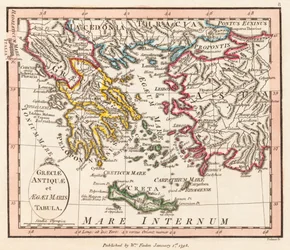 古代ギリシャ。 エーゲ海。 小アジア。 地図。