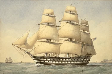 沿岸沖のHMSベレロフォン、1875年