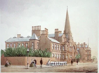 1864年に出版されたWilliam Gavin HerdmanとA.Pickeringの「Modern Liverpool Illustrated」に掲載されたOrphan Boys Asylum（カラーリトグラフ）。