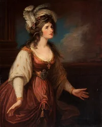 ハミルトン、ウィリアム（1751-1801）によるサラ・シドンズ（1755-1831）アルス・ザラの肖像。油彩・キャンバス、1784年頃。サイズ：127x101,6 cmプライベート・コレクション