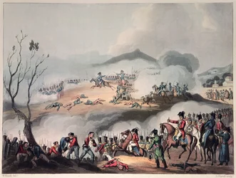 ダニエルハヴェルによって彫刻されたオルテスの戦い、1814年2月27日