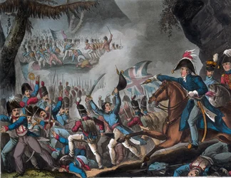 1813年7月27日、ピレネーの戦い、JCスタドラーによって印刷（1780-1813年に活動）、トーマステッグによって発行、1818年4月1日（色付きのアクアチント）