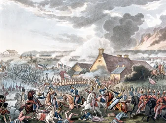 シンタックス博士による物語詩のイラスト「ウォータールーの戦い」が1818年に公開（色付きのアクアチント）