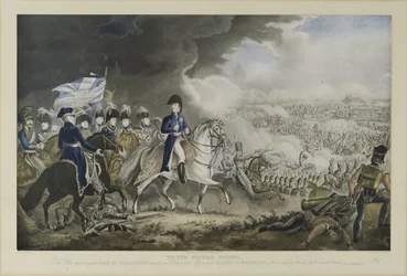 「英国民へ」、ウェリントン公爵とワーテルローの戦いにおける最も著名な将校たち、1815年6月18日、W・T・フライとT・サザーランドによるアクアチント、J・ジェンキンズ刊、ロンドン、18
