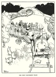 W・ヒース・ロビンソンによる「Railway Ribaldry」のイラスト（リトグラフ）。