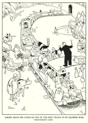 W・ヒース・ロビンソンによる「Railway Ribaldry」のイラスト（リトグラフ）。