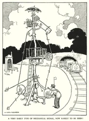W・ヒース・ロビンソンによる「Railway Ribaldry」のイラスト（リトグラフ）。