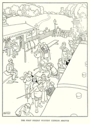W・ヒース・ロビンソンによる「Railway Ribaldry」のイラスト（リトグラフ）。