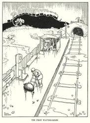 W・ヒース・ロビンソンによる「Railway Ribaldry」のイラスト（リトグラフ）。