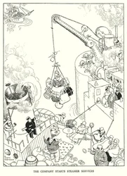 W・ヒース・ロビンソンによる「Railway Ribaldry」のイラスト（リトグラフ）。