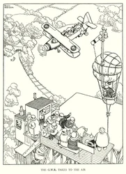 W・ヒース・ロビンソンによる「Railway Ribaldry」のイラスト（リトグラフ）。