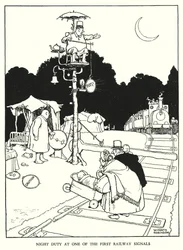 W・ヒース・ロビンソンによる「Railway Ribaldry」のイラスト（リトグラフ）。