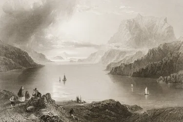 ジョージヴァーチュー作「アイルランドの風景と古代」（1860年代）のゴールウェイ州、コネマラ、コネマラのイーグルマウンテン