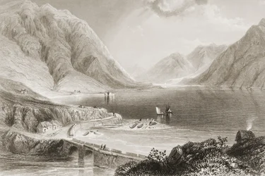 1860年代のジョージ・バーチューによる「アイルランドの風景と古代」からのリーナイン、コネマラ、ゴールウェイ州、アイルランド