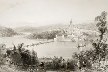 1860年代のジョージ・バーチューによる「アイルランドの風景と古代」からのロンドンデリー、北アイルランド、ロンドンデリー
