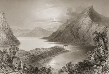 1860年代のジョージ・バーチューによる「アイルランドの風景と古代」からのゴールウェイ州コネマラのイナ湖