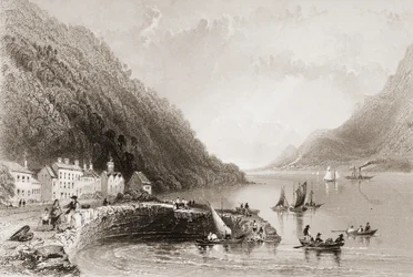 ジョージヴァーチュー著「アイルランドの風景と古代」（1860年代）のロストレバー桟橋、ダウン州