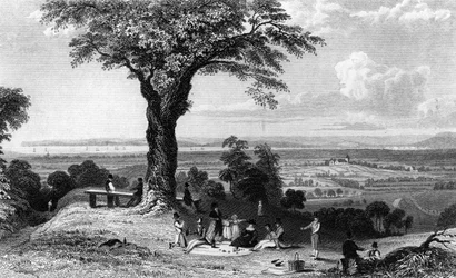 1832年ヘンリーウォリスによって彫刻された、エセックス州ホーンドン近くのレインドンヒルのシーン