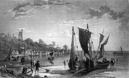 チャールズモットラムによって刻まれたエセックスのサウスエンド近くのリーの村、1833年
