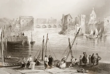 1860年代のジョージ・バーチューによる「アイルランドの風景と古代」からのゴールウェイ、アイルランドのクラダからのゴールウェイの眺め