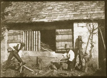 Woodcutters、1845（カロタイプネガからの塩紙印刷）