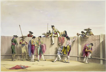 雄牛の間で休むトレロス、1865