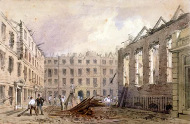 1862 年、ロンドン、ウェストミンスター、ライオンズ インの取り壊し