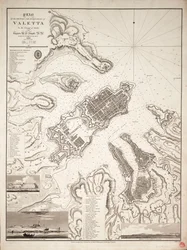 マルタ島ヴァレッタの港と要塞の平面図、1821年頃（エングレーヴィング）
