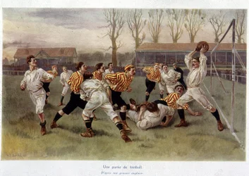 サッカーの試合 - イギリスの版画より