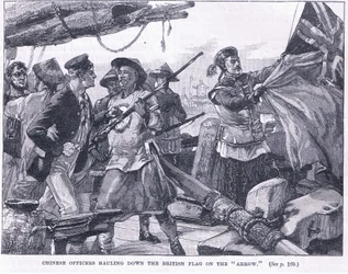 1856年の「アロー」にイギリスの旗を掲げた中国の将校